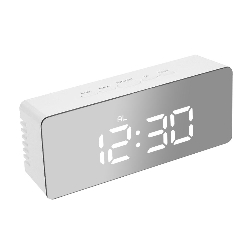 TopSellers-Digital Alarm Clock - LED Mirror Display with Snooze & Temp