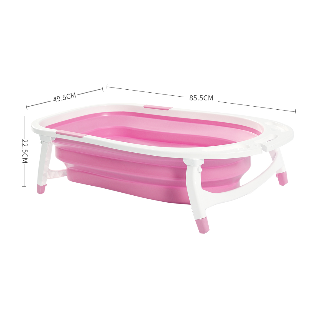 Baby Bath Tub Infant Toddlers Foldable Bathtub Folding Safety Bathing ShowerPink