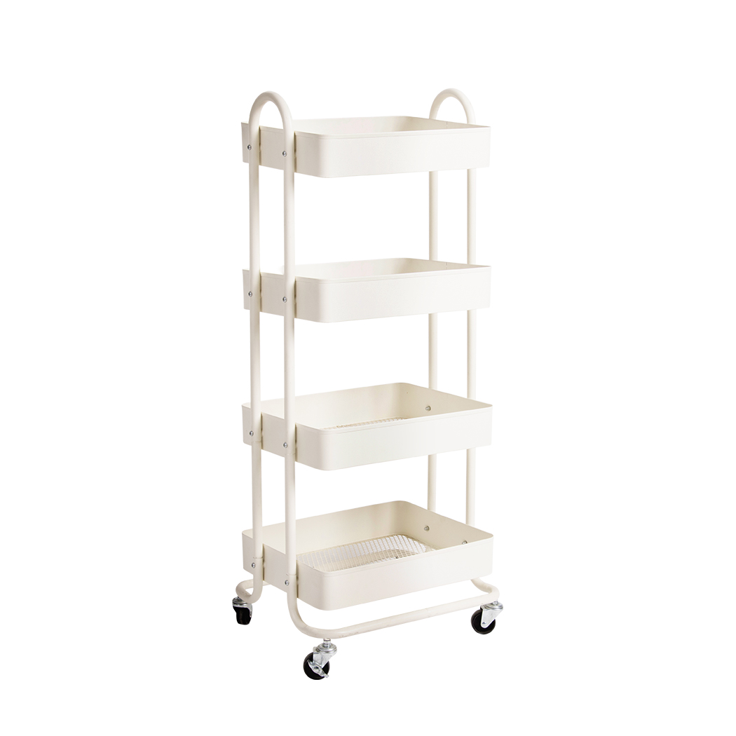 TopSellers-4 Tier Kitchen Trolley Cart - Compact Rolling Storage Organizer