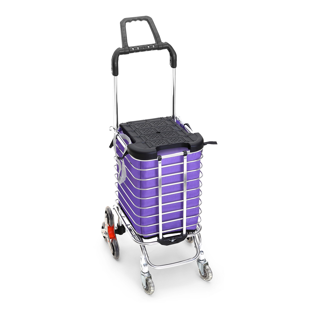 TopSellers-Foldable Shopping Cart Trolley - Lightweight 35L Purple