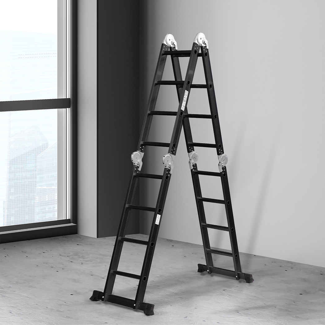 Traderight Folding Step Ladder Aluminium Extension Multipurpose Portable Sturdy - Picture 36 of 83