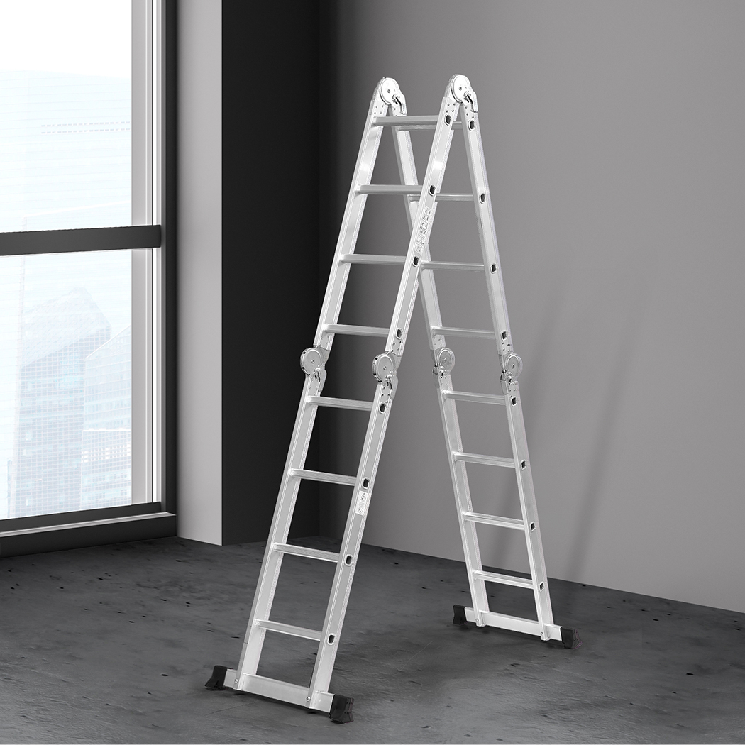 Traderight Folding Step Ladder Aluminium Extension Multipurpose Portable Sturdy - Picture 48 of 83