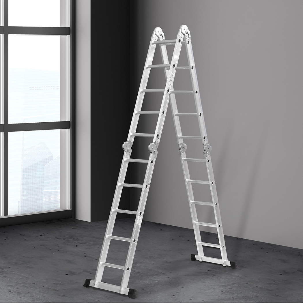Traderight Folding Step Ladder Aluminium Extension Multipurpose Portable Sturdy - Picture 72 of 83