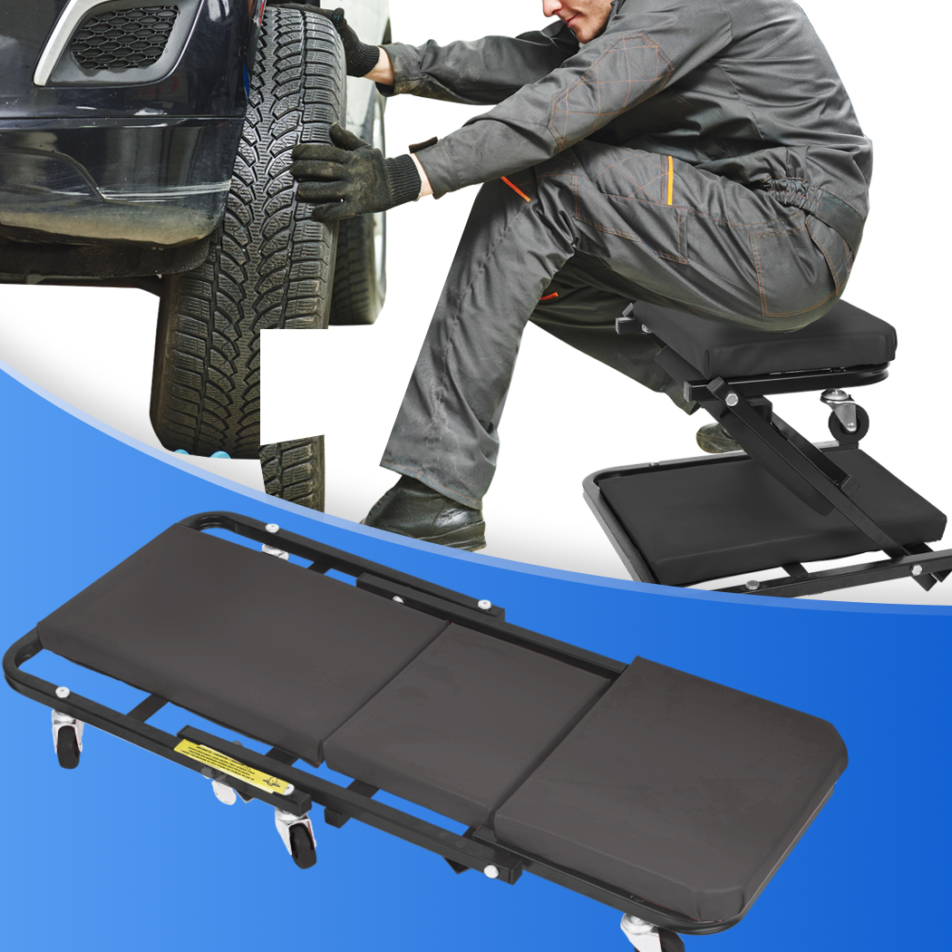 Traderight Folding Creeper Mechanic Stool Seat Garage Repair Trolley Workshop