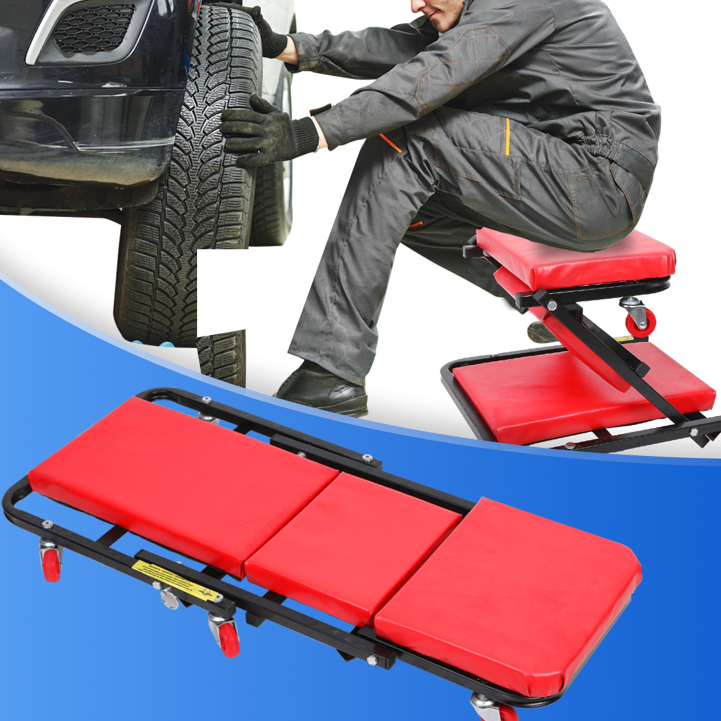 Traderight Folding Creeper Mechanic Stool Seat Garage Repair Trolley Workshop