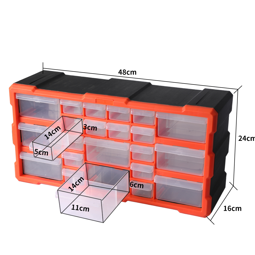 Traderight Tool Storage Cabinet Organiser Drawer Bins Workshop Chest 22 Drawers