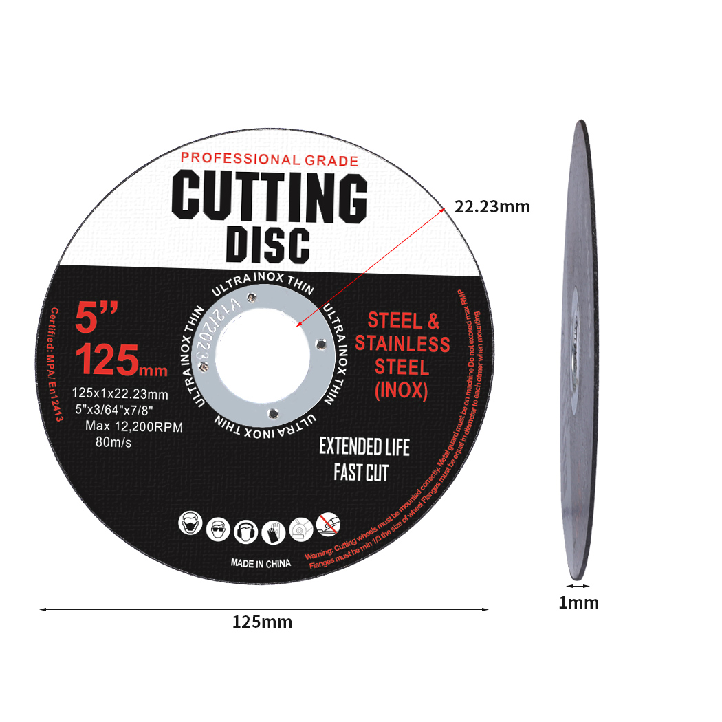 Traderight Cutting Discs 125mm Grinder Steel Flap Cut Off Wheel Thin 100PCS