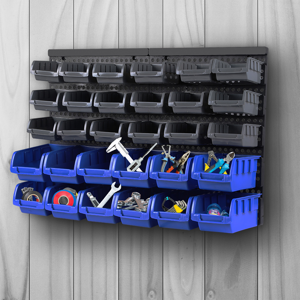 Traderight 30 Tool Storage Bins Wall Mounted Organiser Part Garage Workshop Box