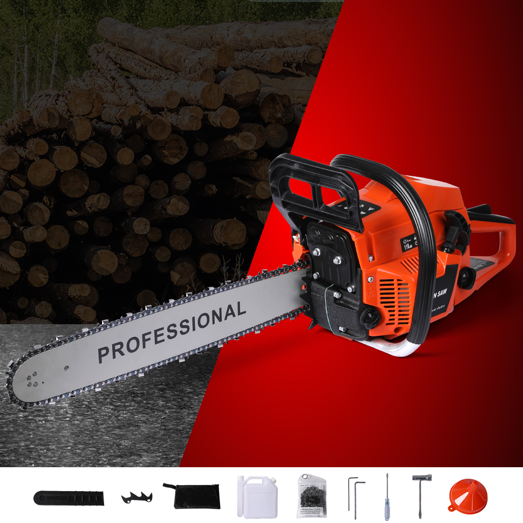 Chainsaw Petrol Commercial Chainsaws E-Start Tree Pruning Top Handle Wood Cutter