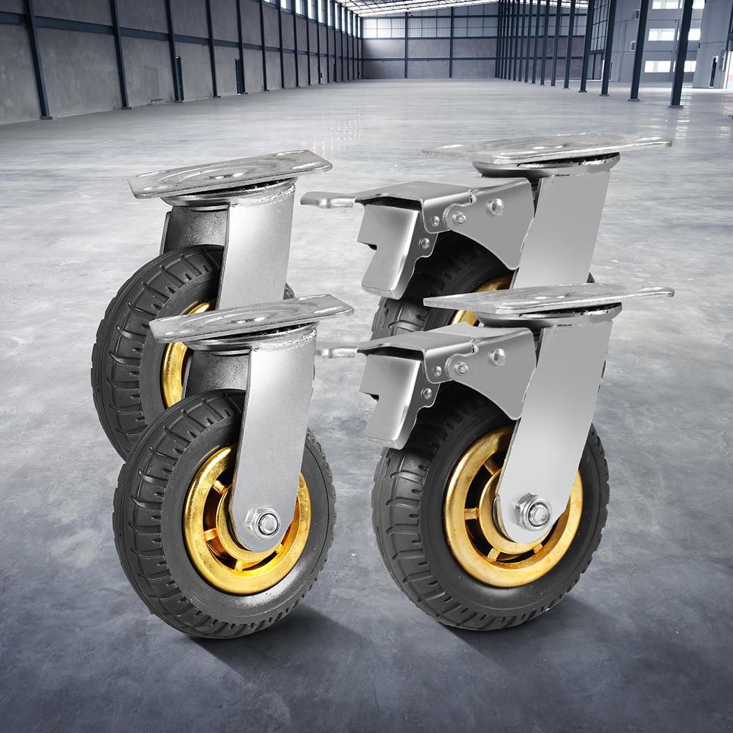 Traderight Castor Wheels 4X 6" 150mm Swivel Silent Caster 2 Brakes 1000KG Load