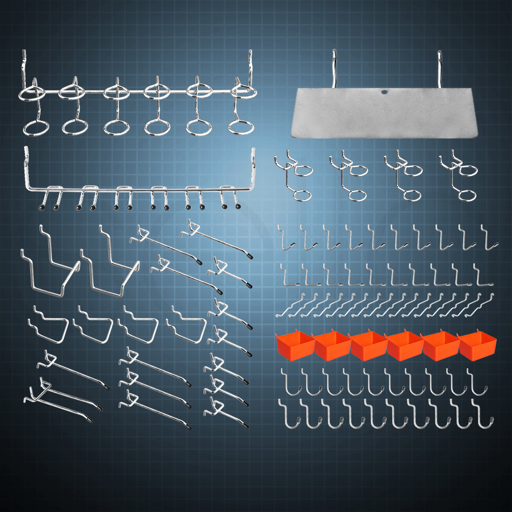 Traderight Pegboard Hooks Storage Bins Hanger Lock Steel Tray Organizer Bin138PC