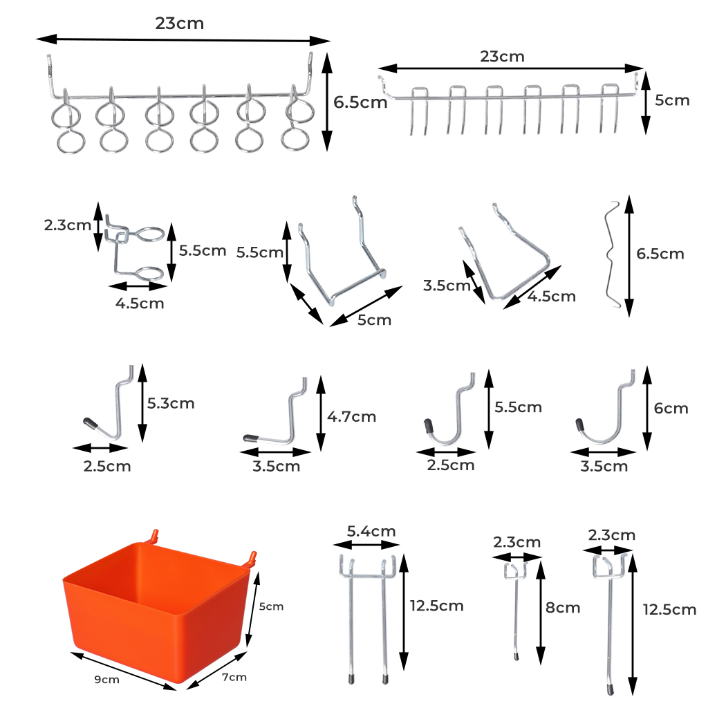 Traderight Pegboard Hooks Storage Bins Hanger Lock Steel Tray Organizer Bin138PC