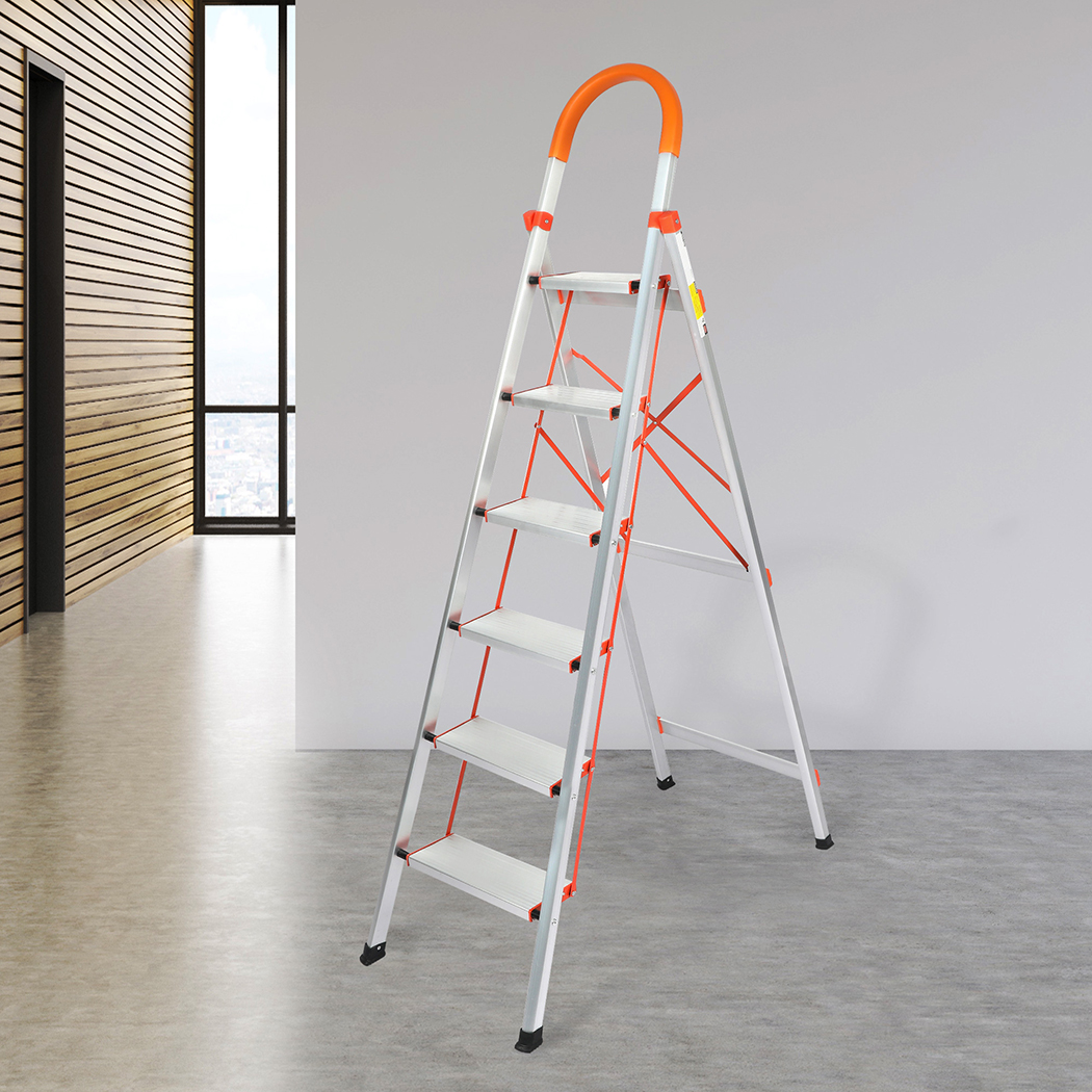 Traderight Folding Step Ladder 3/4/5/6 Aluminium Portable Non Slip ...