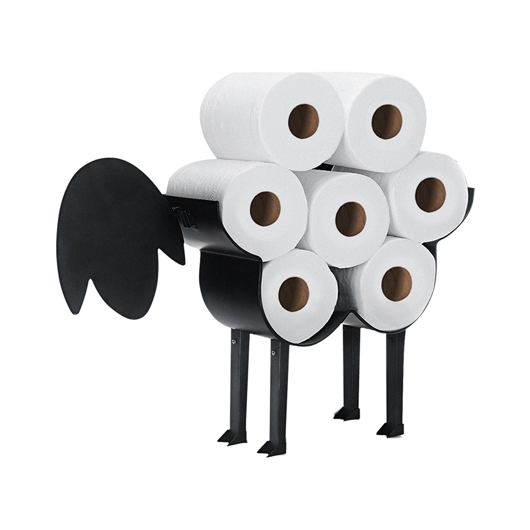 TopSellers-Toilet Paper Holder Black Steel - Cute Sheep Design for Your Home