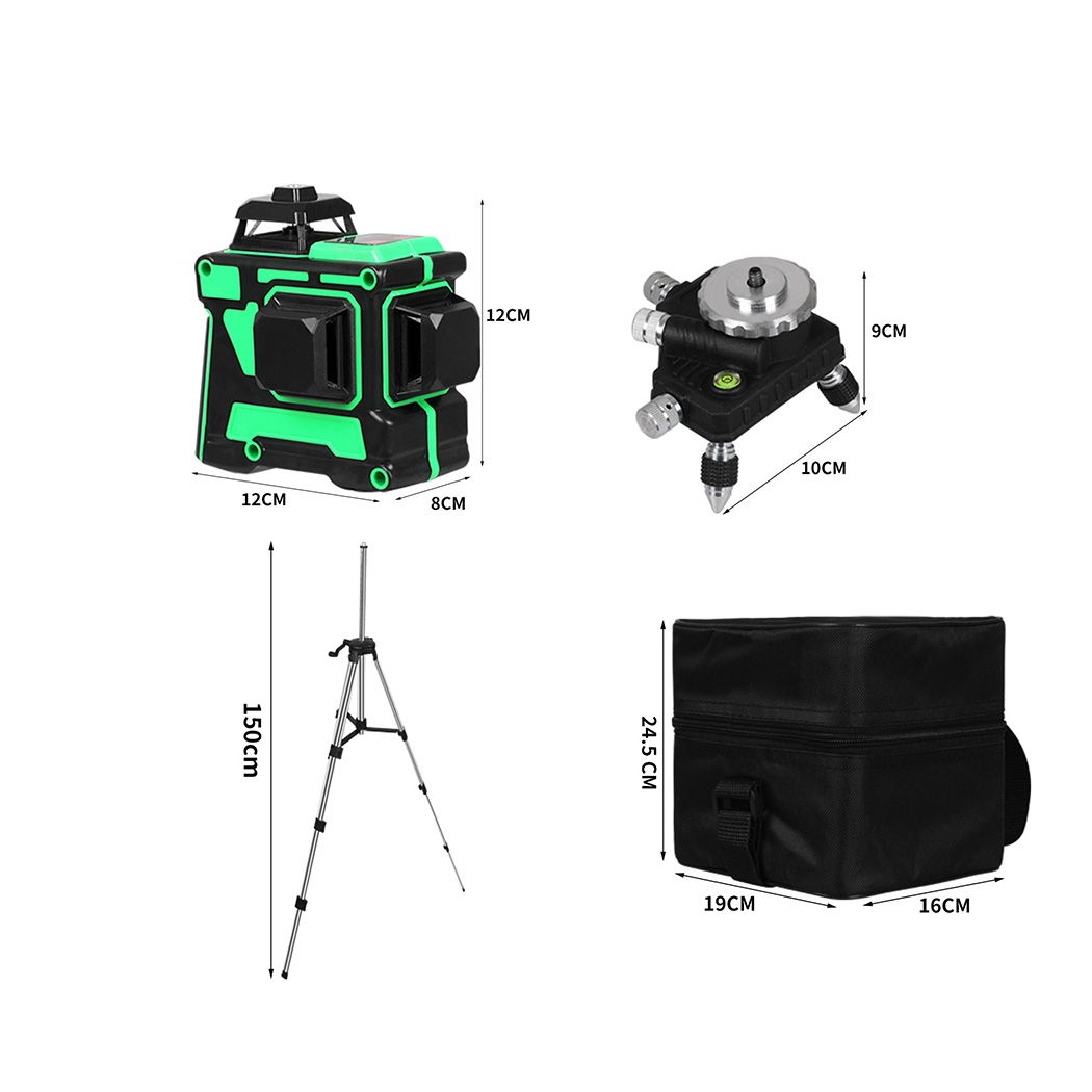 Laser Level Green Self Leveling Tripod 12 Line 360° Rotary Cross Measure Tool - Picture 37 of 83