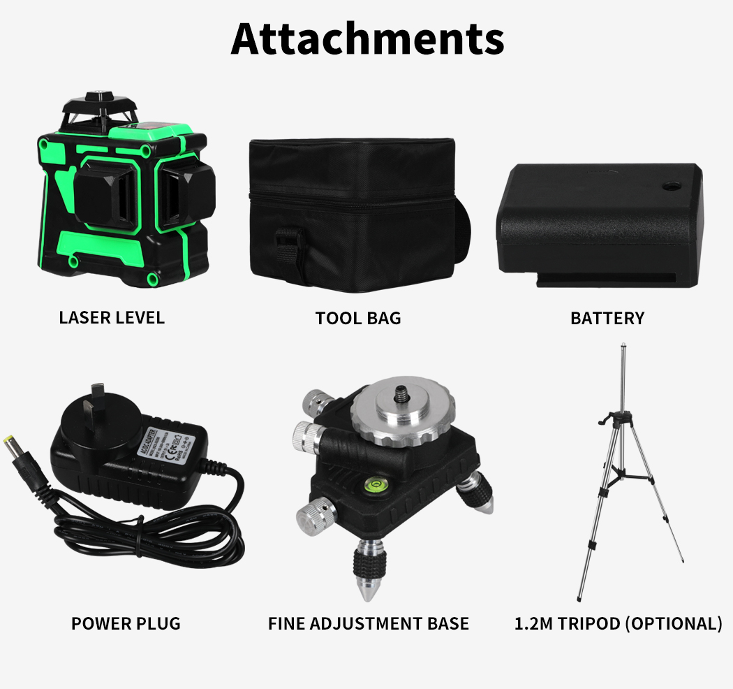 Laser Level Green Self Leveling Tripod 12 Line 360° Rotary Cross Measure Tool - Picture 27 of 83