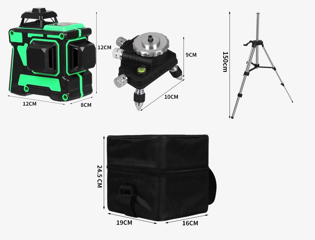 Laser Level Green Self Leveling Tripod 12 Line 360° Rotary Cross Measure Tool - Picture 39 of 83