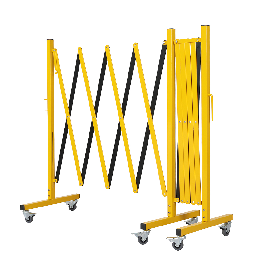 TopSellers-Expandable Barrier Yellow - 16FT Mobile Safety Guardrail for Construction