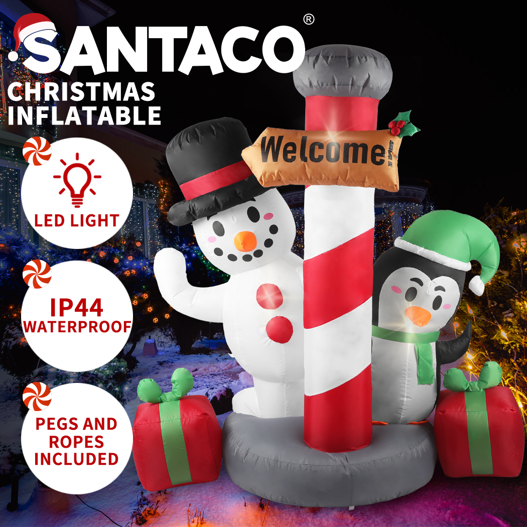 Santaco Christmas Inflatables Xmas Decorations Outdoor Santa Tree Snowman Lights - Picture 36 of 121