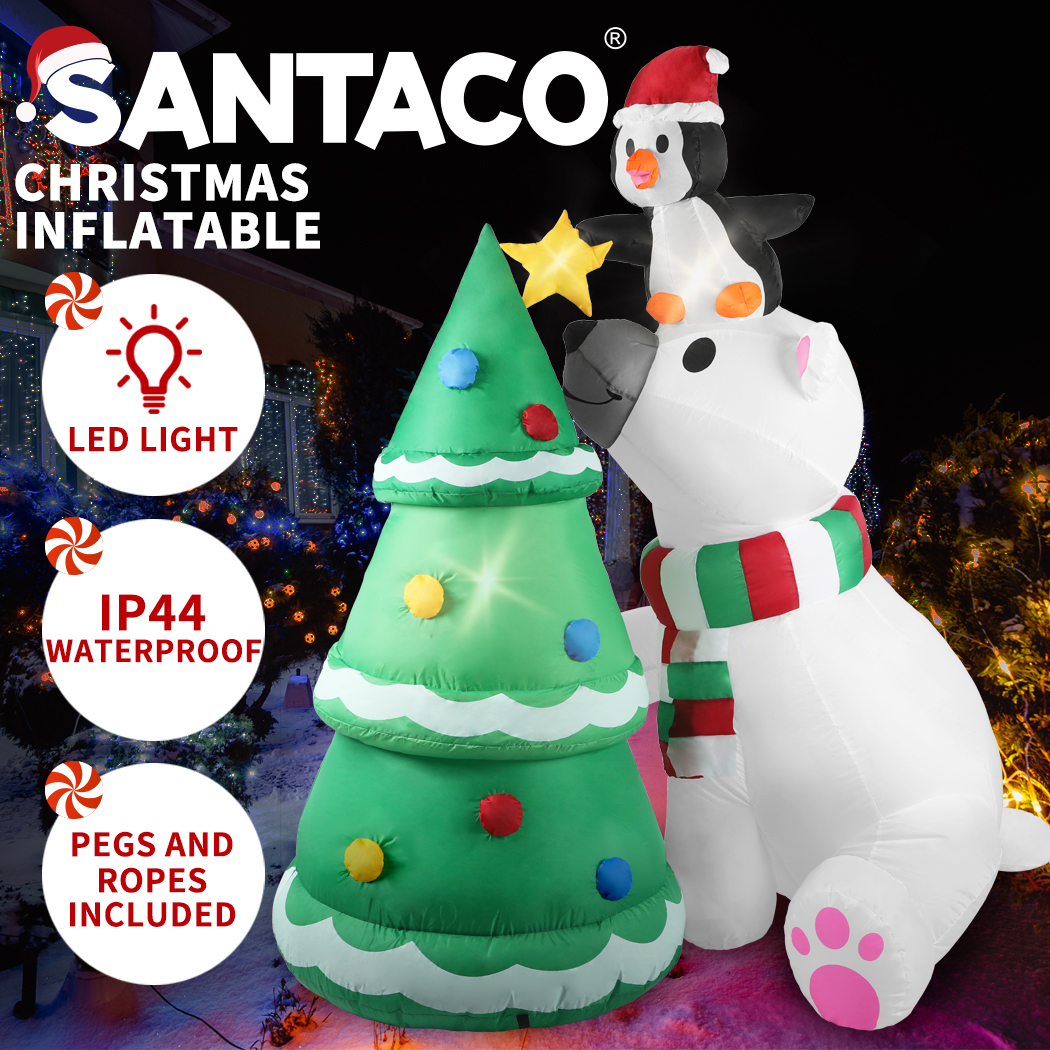 Santaco Christmas Inflatables Xmas Decorations Outdoor Santa Tree Snowman Lights - Picture 47 of 121