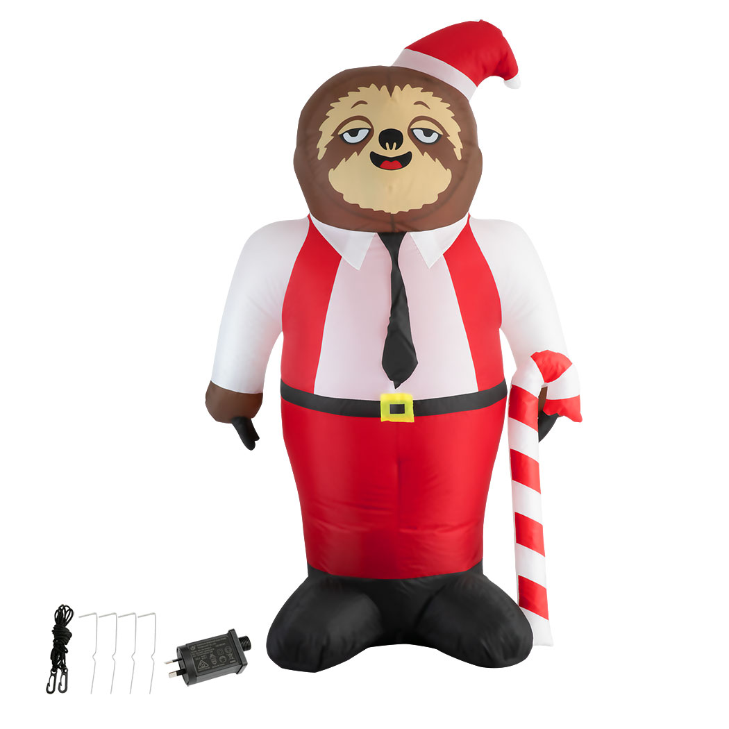 TopSellers-Christmas Inflatable Sloth Red - 1.8M LED Lights Yard Decor