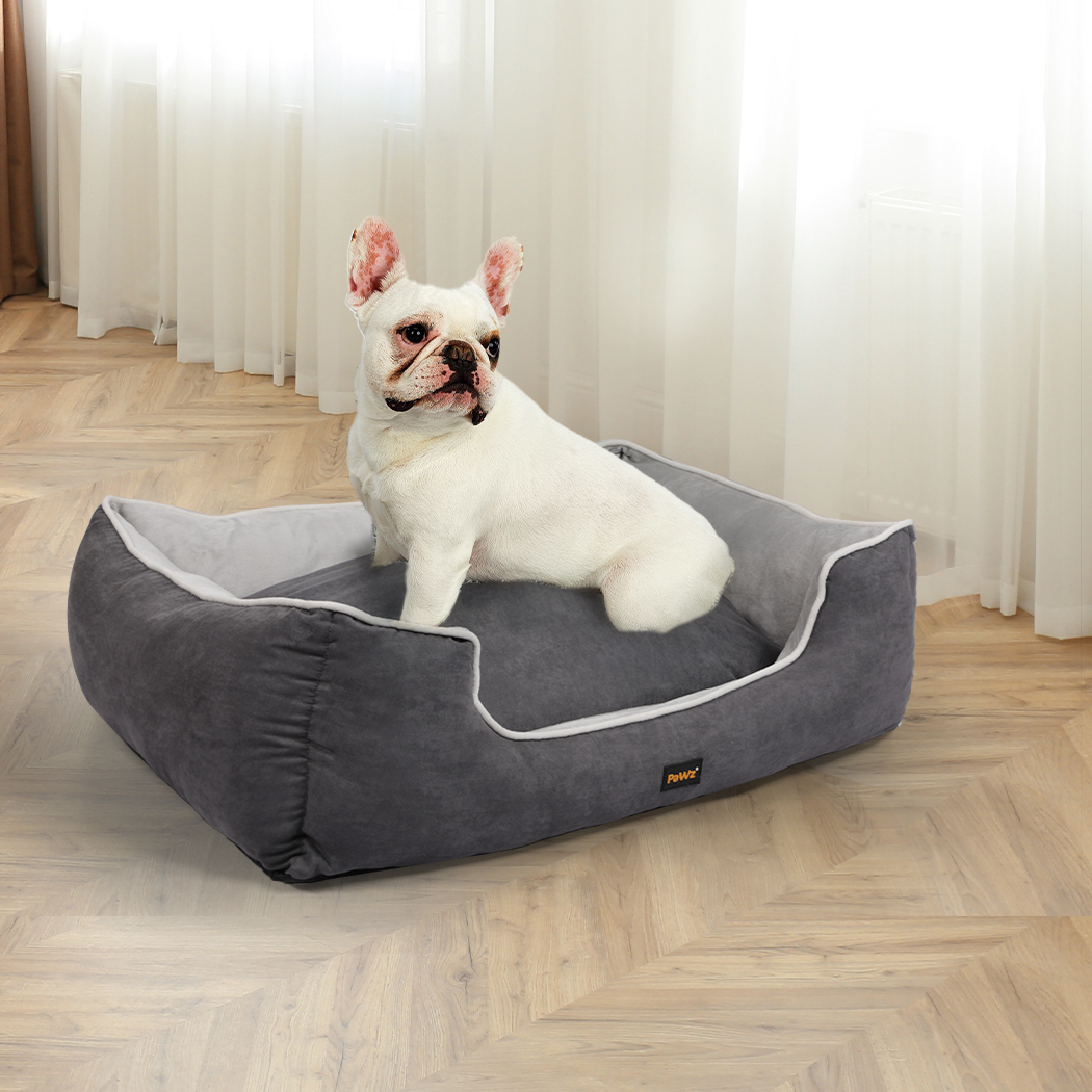 PaWz Pet Bed Mattress Dog Cat Pad Mat Puppy Cushion Soft Warm Washable M Grey