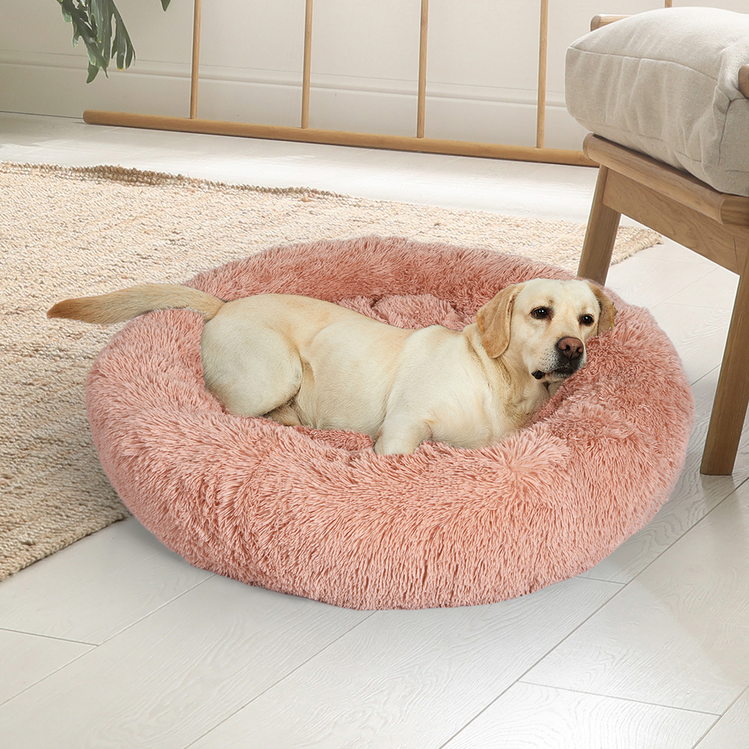PaWz Pet Bed Cat Dog Donut Nest Calming Kennel Cave Deep Sleeping Pink XXL