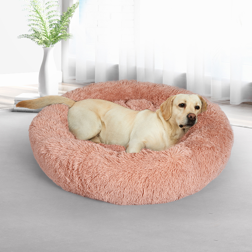 PaWz Pet Bed Cat Dog Donut Nest Calming Kennel Cave Deep Sleeping Pink XXL