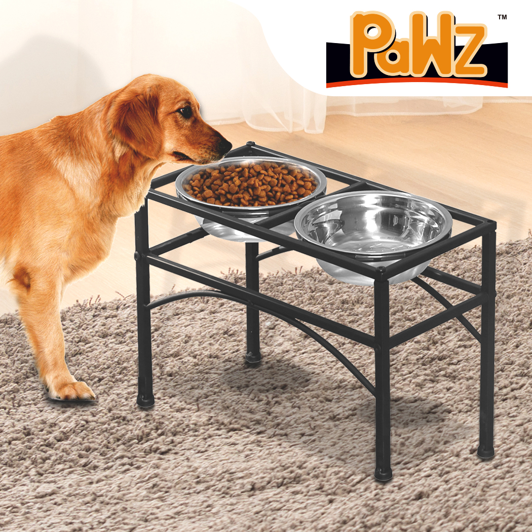 PaWz Dual Elevated Pet Dog Puppy Feeder Bowls Stainless Steel Food Water Stand