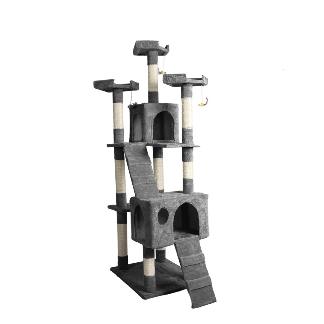 TopSellers-Cat Tree Scratching Post Grey - 184cm Multi-level Fun Play Area