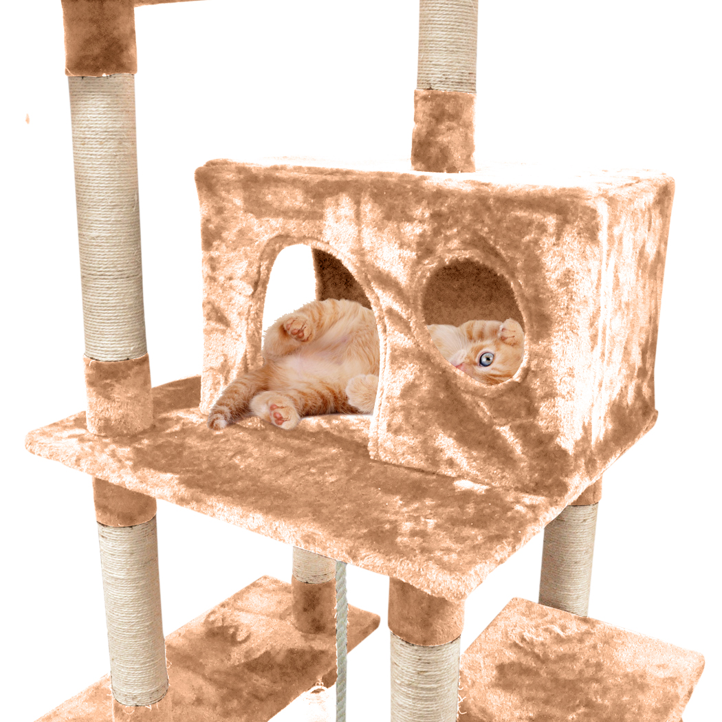 PaWz Cat Tree Scratching Post House Condo Furniture Scratcher Pole Brown 183cm