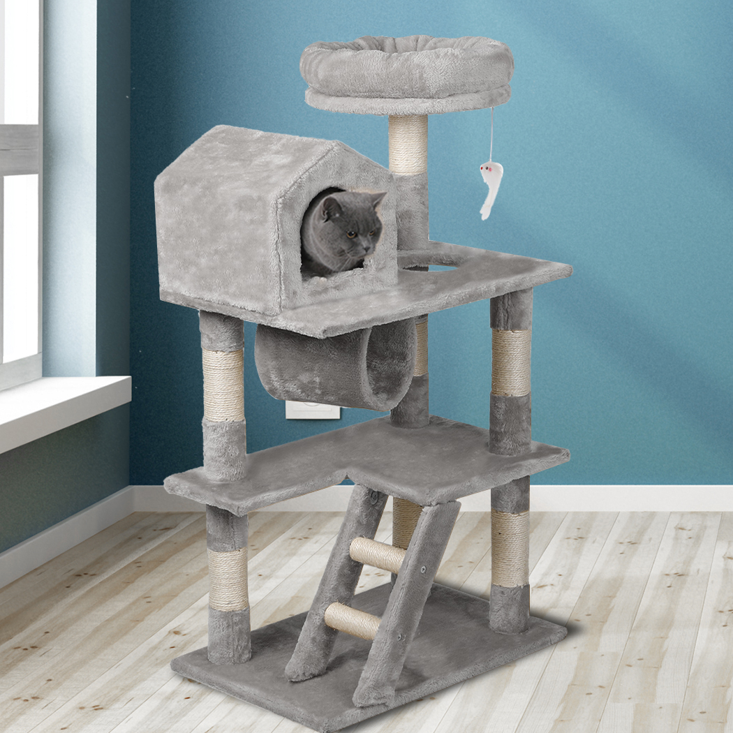 Pawz Cat Tree Scratching Post Scratcher Furniture Condo Tower House 110CM Grey