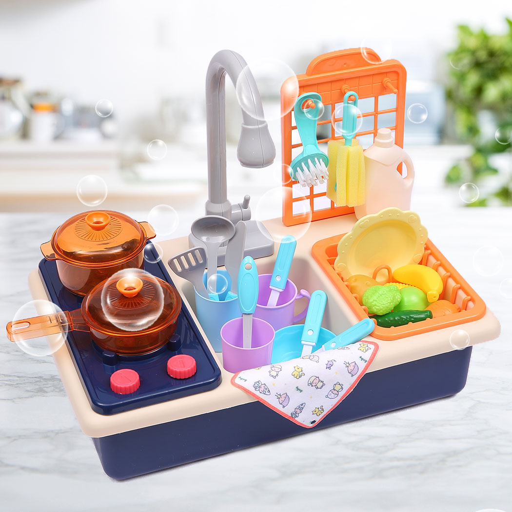 35x Kids Kitchen Play Set Dishwasher Sink Dishes Toys Cookware Pretend Play Toy