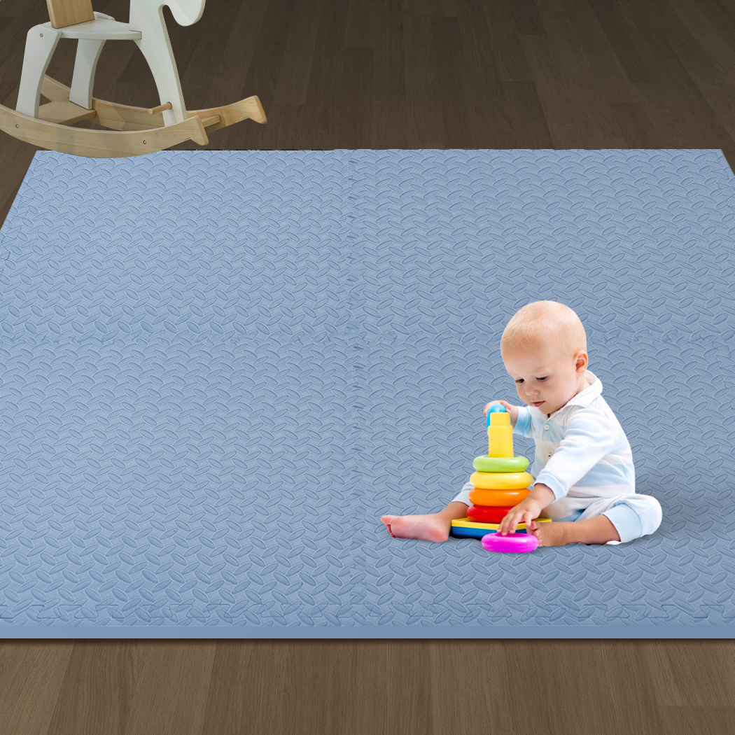 Bopeep EVA Foam Kids Play Mat Floor Baby Crawling Interlocking Waterproof Carpet Blue