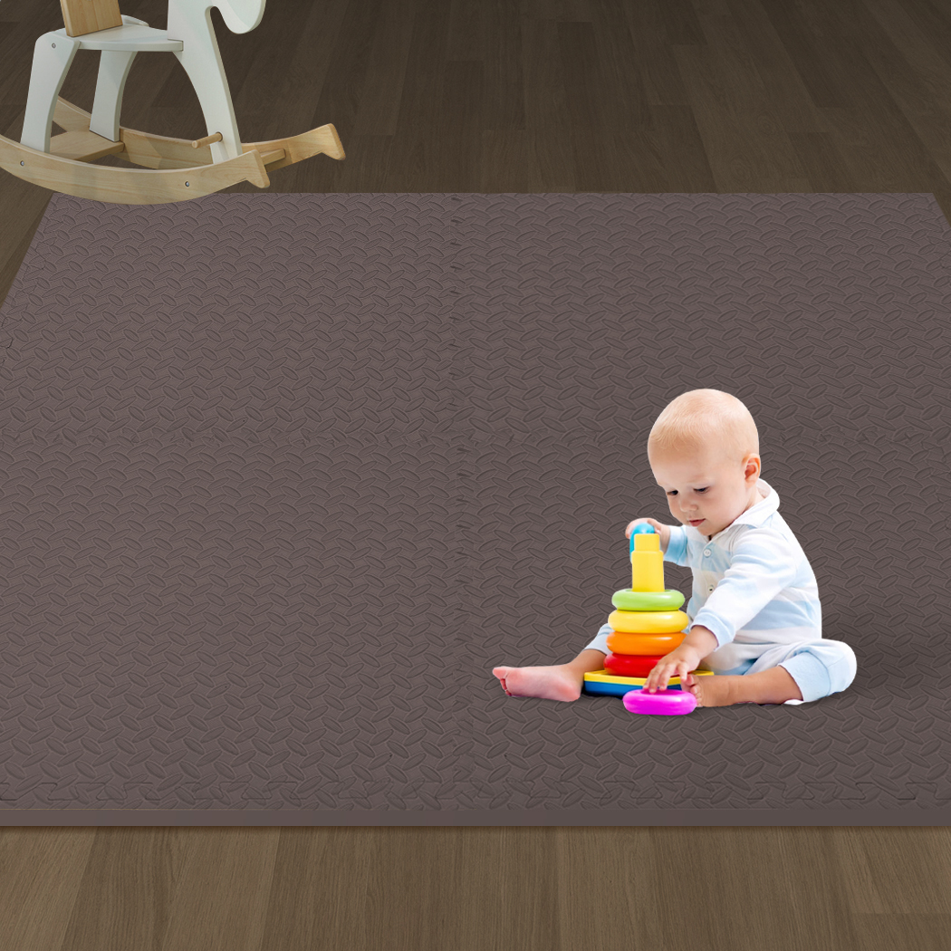 Bopeep EVA Foam Kids Play Mat Floor Baby Crawling Interlocking Waterproof Carpet Coffee
