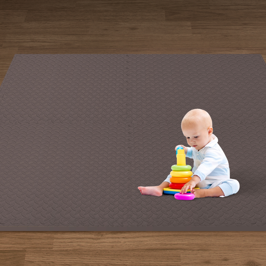 Bopeep EVA Foam Kids Play Mat Floor Baby Crawling Interlocking Waterproof Carpet Coffee