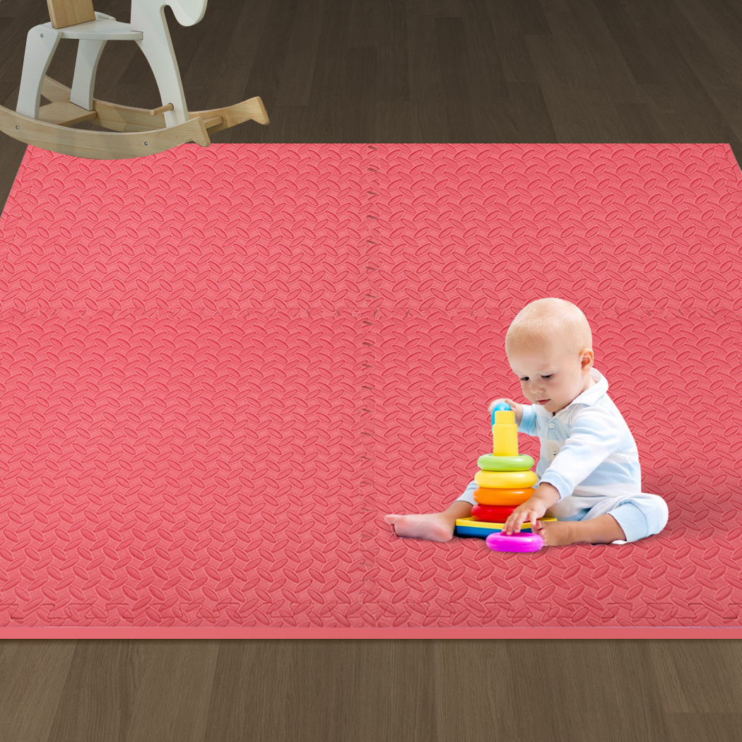 Bopeep EVA Foam Kids Play Mat Floor Baby Crawling Interlocking Waterproof Carpet Red