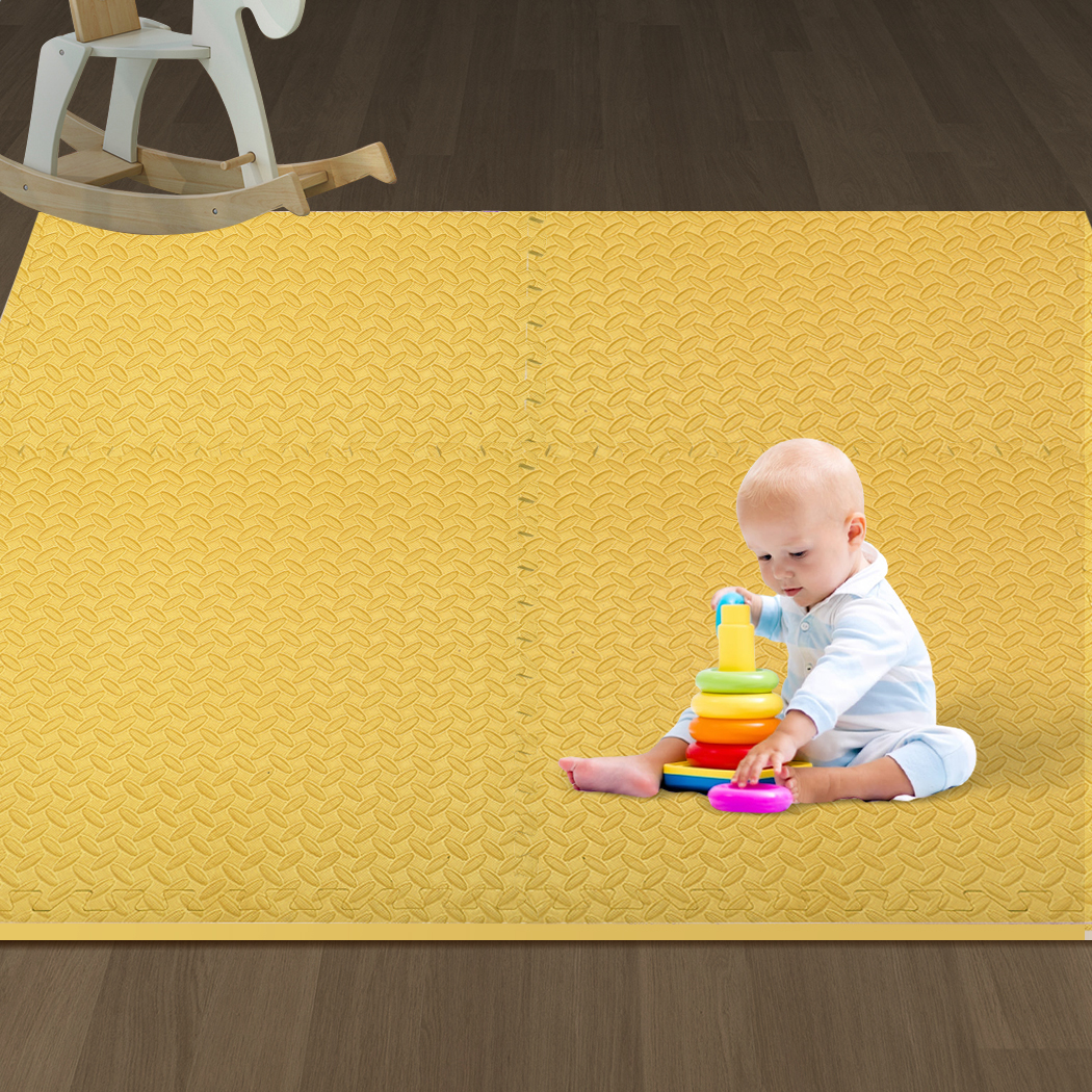 Bopeep EVA Foam Kids Play Mat Floor Baby Crawling Interlocking Waterproof Carpet Yellow
