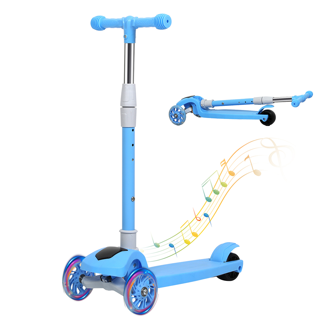 Bopeep Kids Scooter 3 Wheels Foldable Adjustable Height Flashing LED Light - Picture 24 of 48
