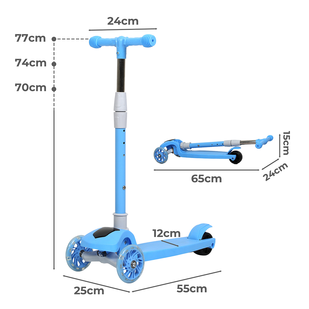 Bopeep Kids Scooter 3 Wheels Foldable Adjustable Height Flashing LED Light - Picture 22 of 48