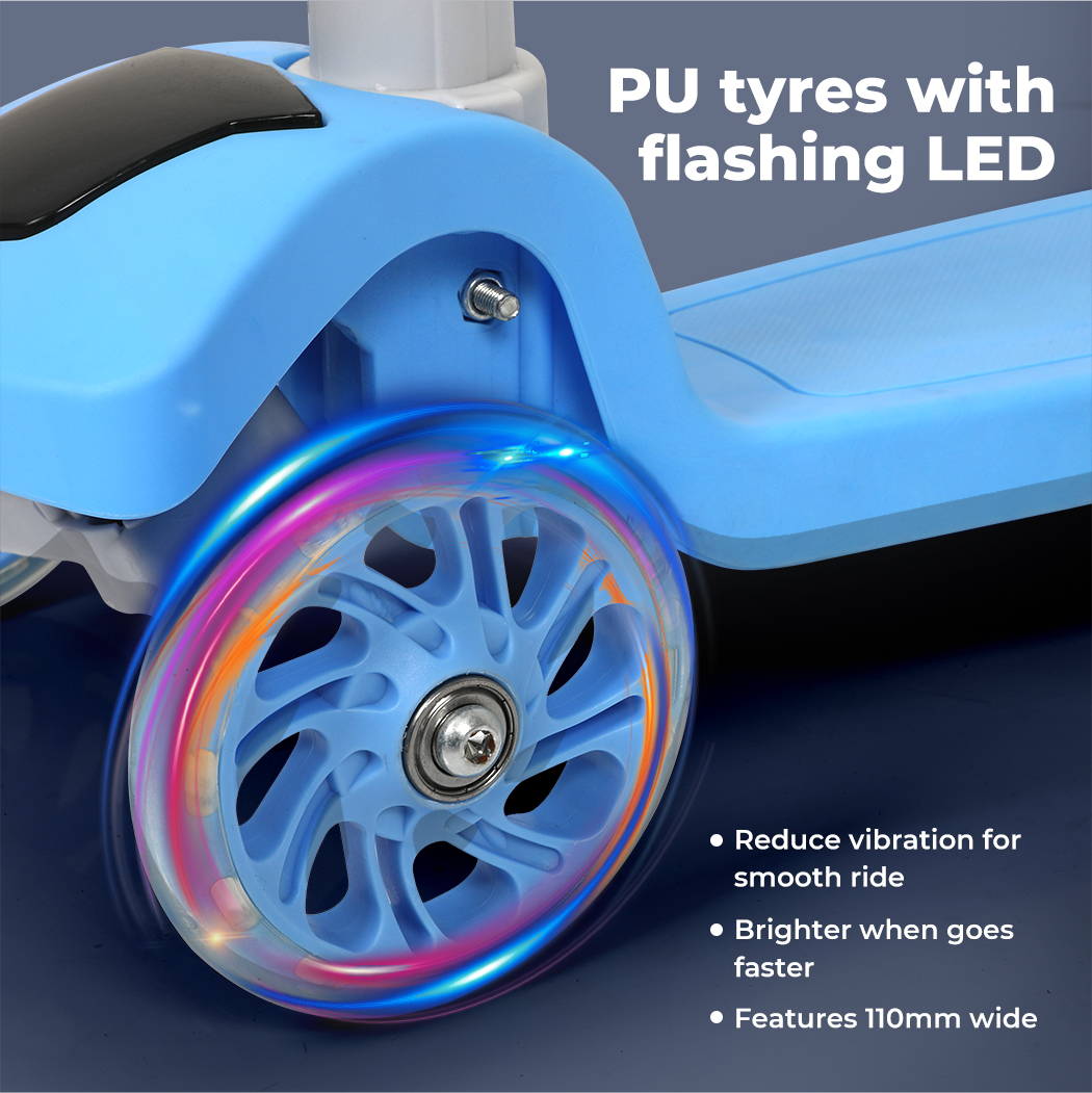 Bopeep Kids Scooter 3 Wheels Foldable Adjustable Height Flashing LED Light - Picture 17 of 48