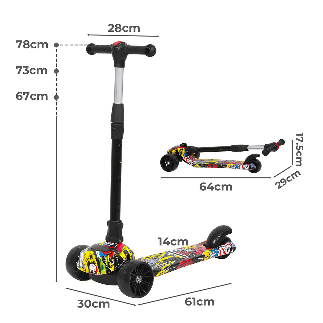 Bopeep Kids Scooter 3 Wheels Foldable Adjustable Height Flashing LED Light - Picture 34 of 48