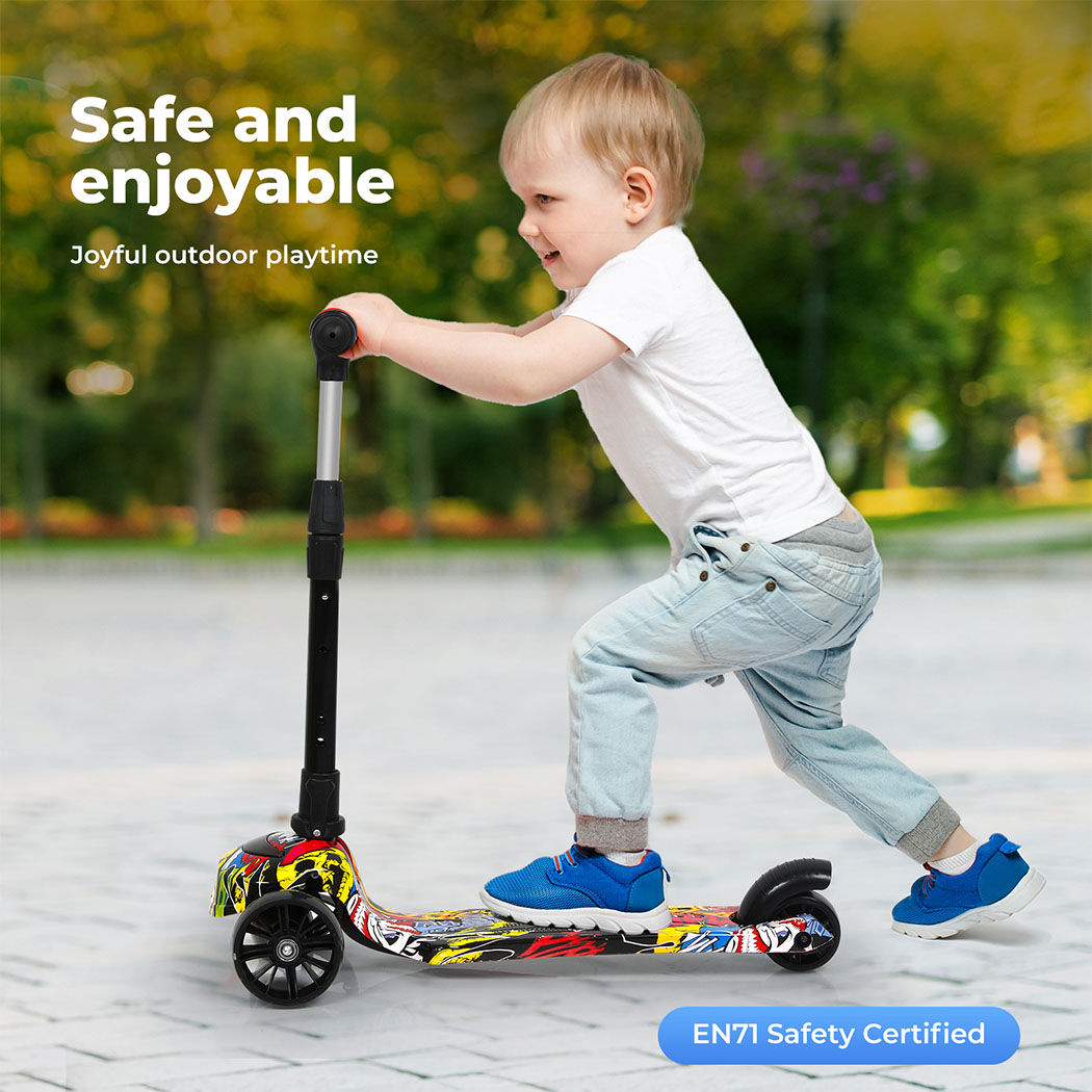 Bopeep Kids Scooter 3 Wheels Foldable Adjustable Height Flashing LED Light - Picture 26 of 48