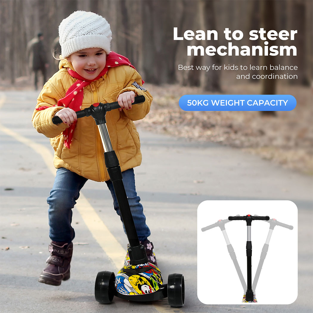 Bopeep Kids Scooter 3 Wheels Foldable Adjustable Height Flashing LED Light - Picture 28 of 48