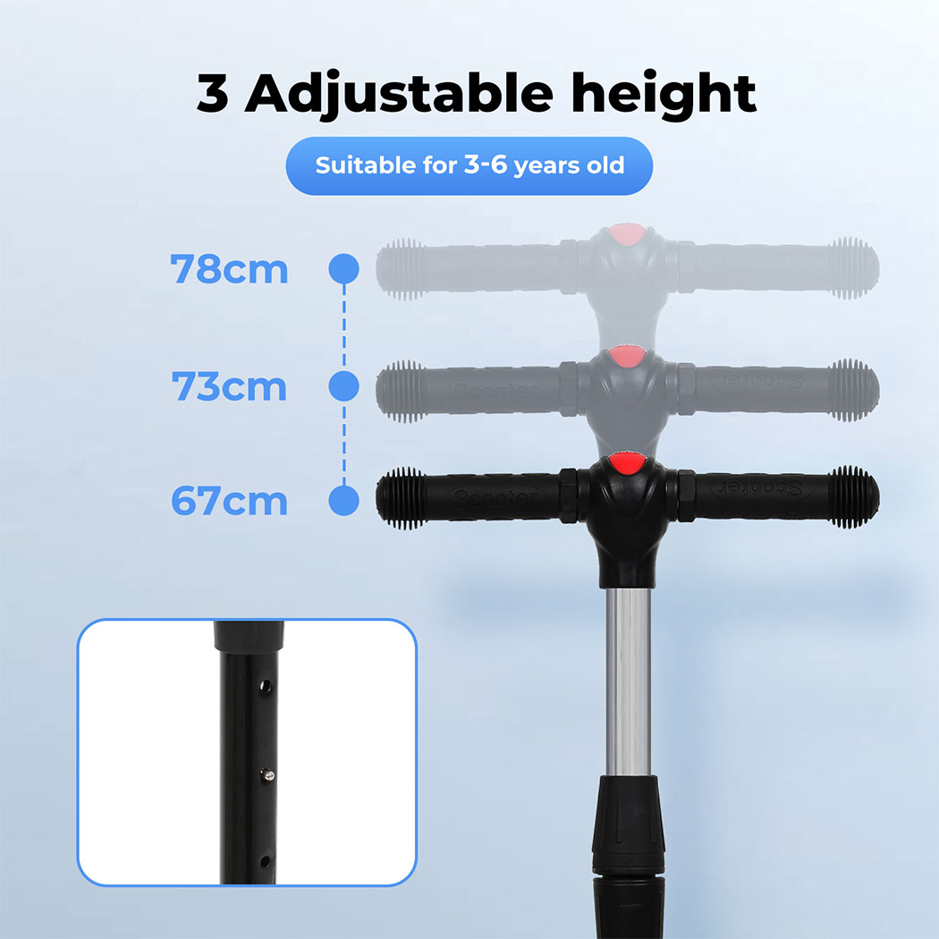 Bopeep Kids Scooter 3 Wheels Foldable Adjustable Height Flashing LED Light - Picture 31 of 48