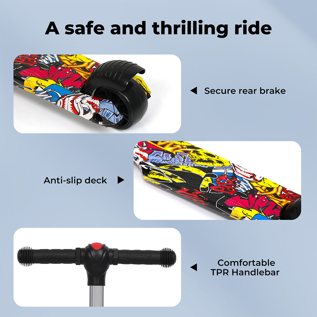 Bopeep Kids Scooter 3 Wheels Foldable Adjustable Height Flashing LED Light - Picture 32 of 48