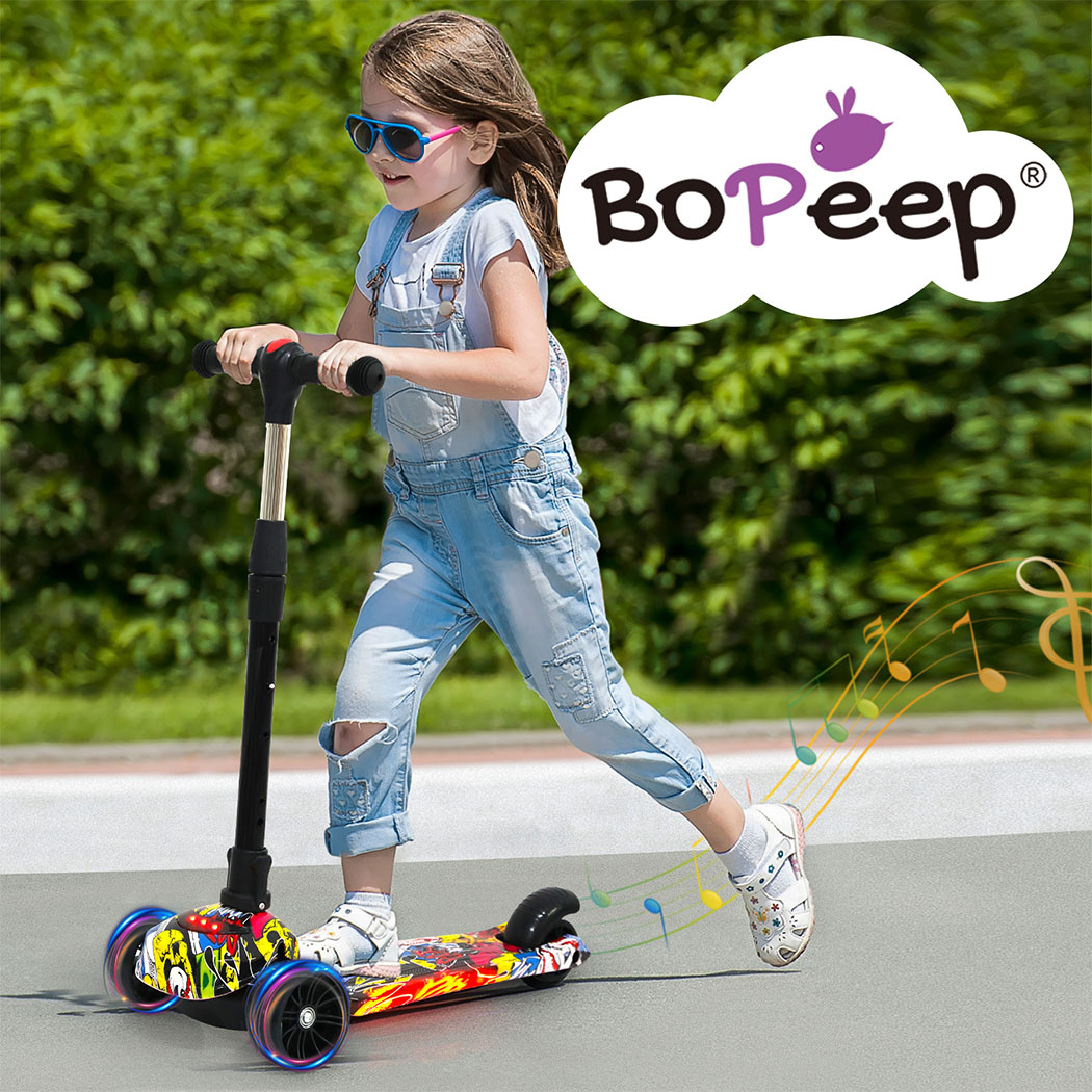 Bopeep Kids Scooter 3 Wheels Foldable Adjustable Height Flashing LED Light - Picture 35 of 48