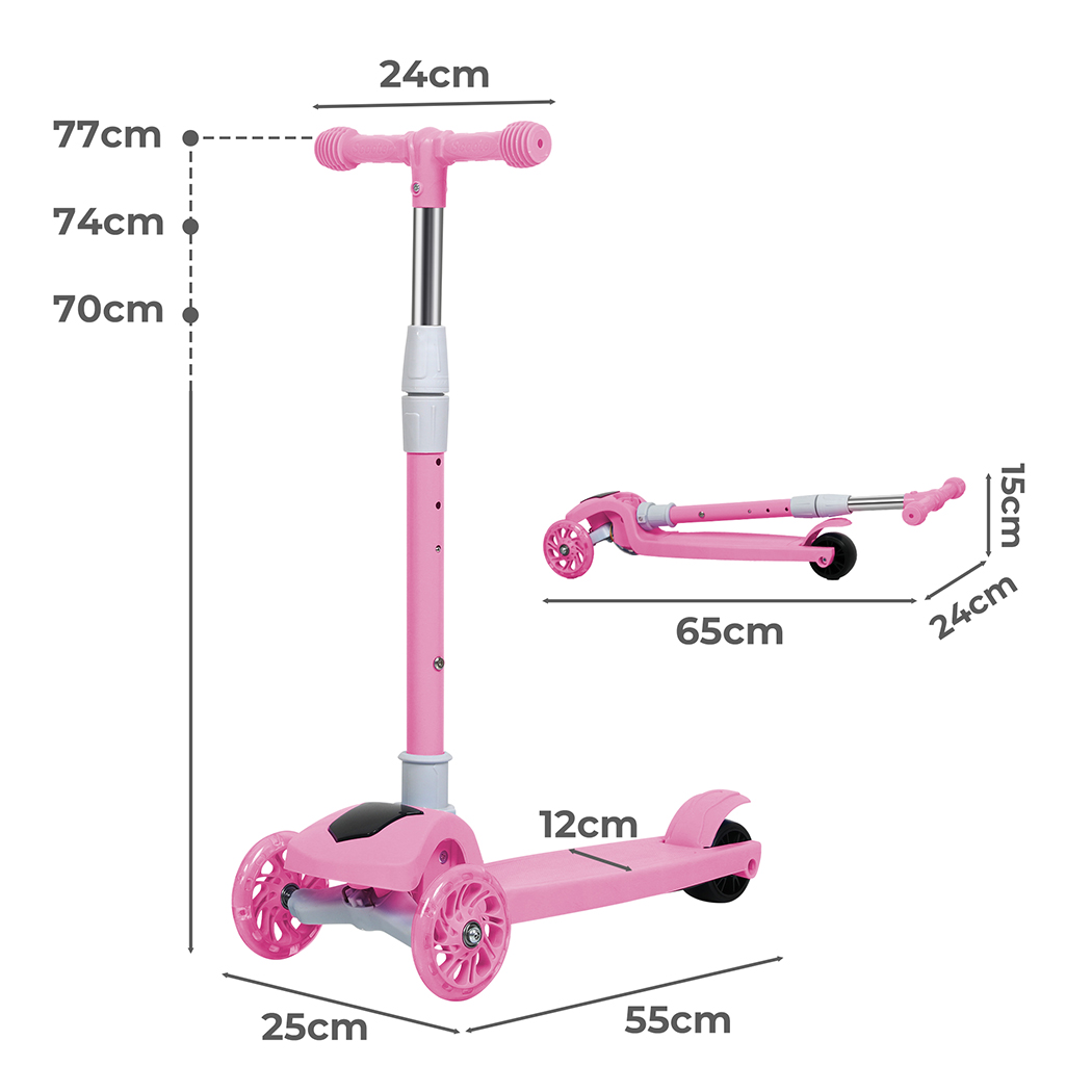 Bopeep Kids Scooter 3 Wheels Foldable Adjustable Height Flashing LED Light - Picture 46 of 48