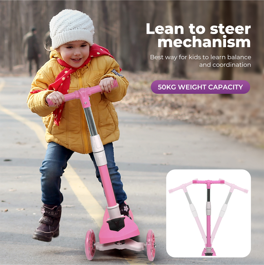 Bopeep Kids Scooter 3 Wheels Foldable Adjustable Height Flashing LED Light - Picture 40 of 48