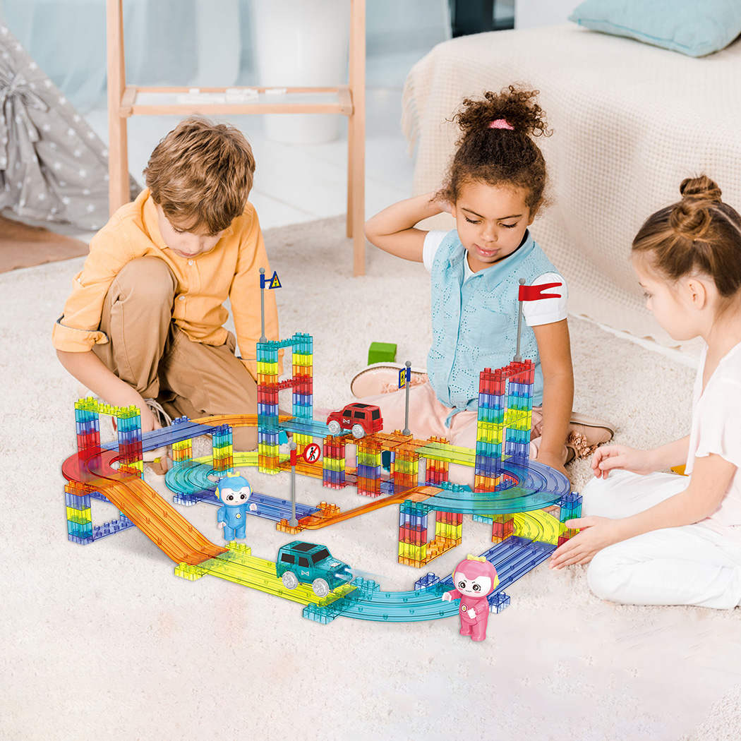Kids Magnetic Tiles Blocks Railcar Building Marble Run Educational Toys STEM - Picture 13 of 47
